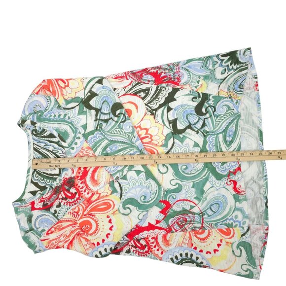 Chicos Floral Print Paisley Boho Top Womens 1 US M 3/4 Sleeve Scoop Neck Tunic - Picture 5 of 16